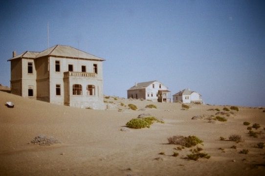 A town half buried in sand